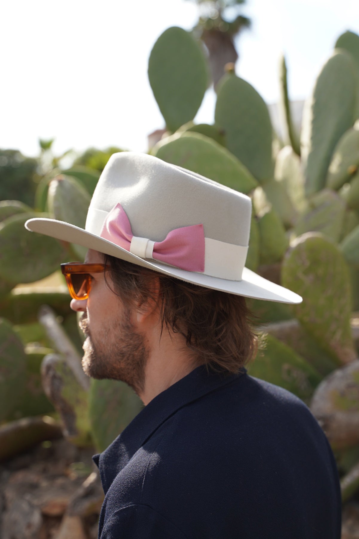 light grey fedora hat