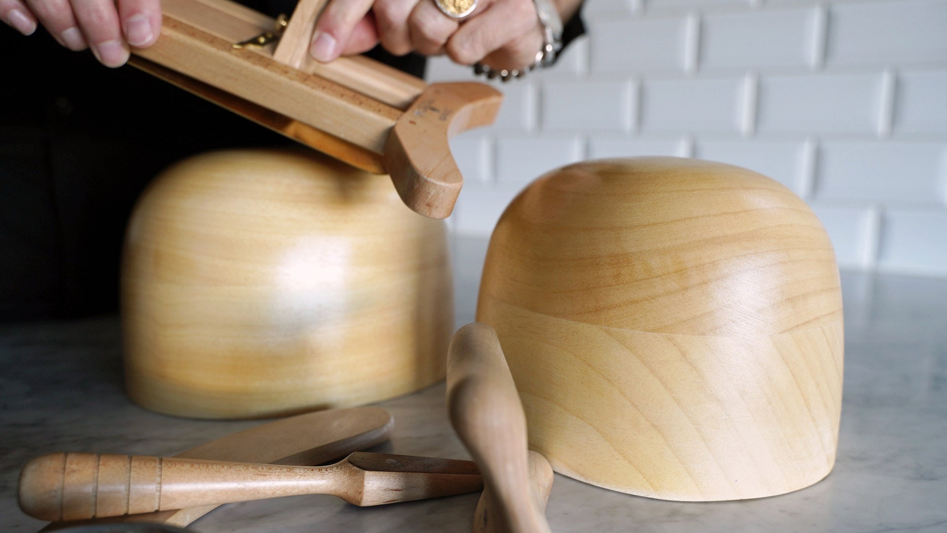 Hat making blocks in wood