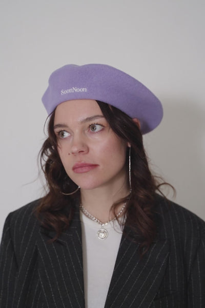 Unisex lilac beret hat in 100% wool felt, by SoonNoon in Stockholm