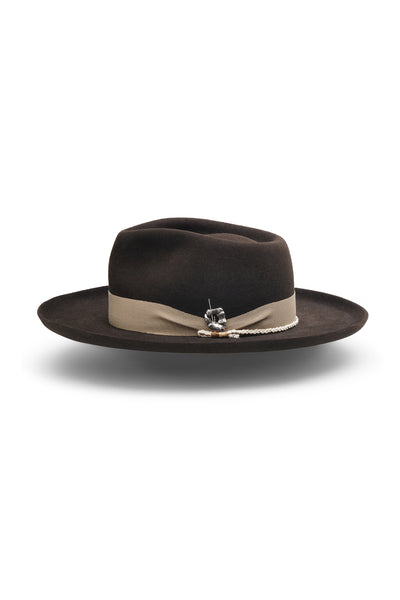 dark brown fedora hat