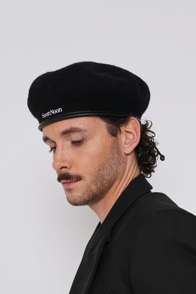 black wool beret hat by SoonNoon