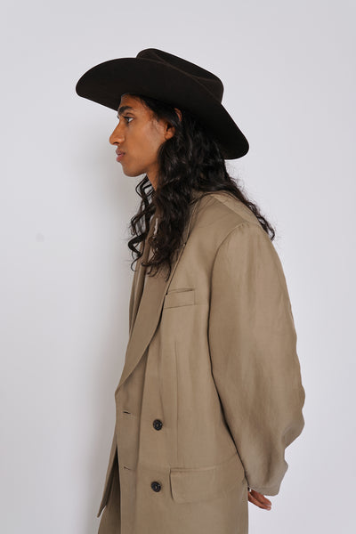 Dark brown felt cowboy hat handmade by SoonNoon in Stockholm