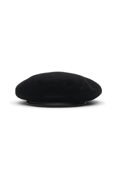 Black beret hat in 100% wool felt. Leather trim and adjustable paracord strap. One size. Unisex hat style in various sizes and colors. We ship worldwide. Shop now.