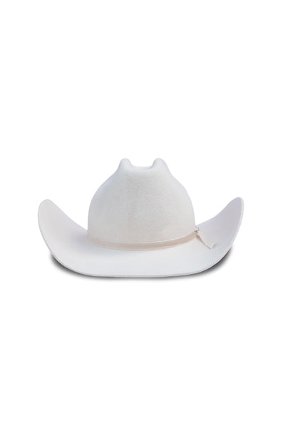White cowboy in 100% wool felt hat with a wide brim and center crease. Velvet Unisex hat style in various sizes and colors. We ship worldwide. Shop now. Each SoonNoon hat is handmade with unique character in Stockholm, Sweden.