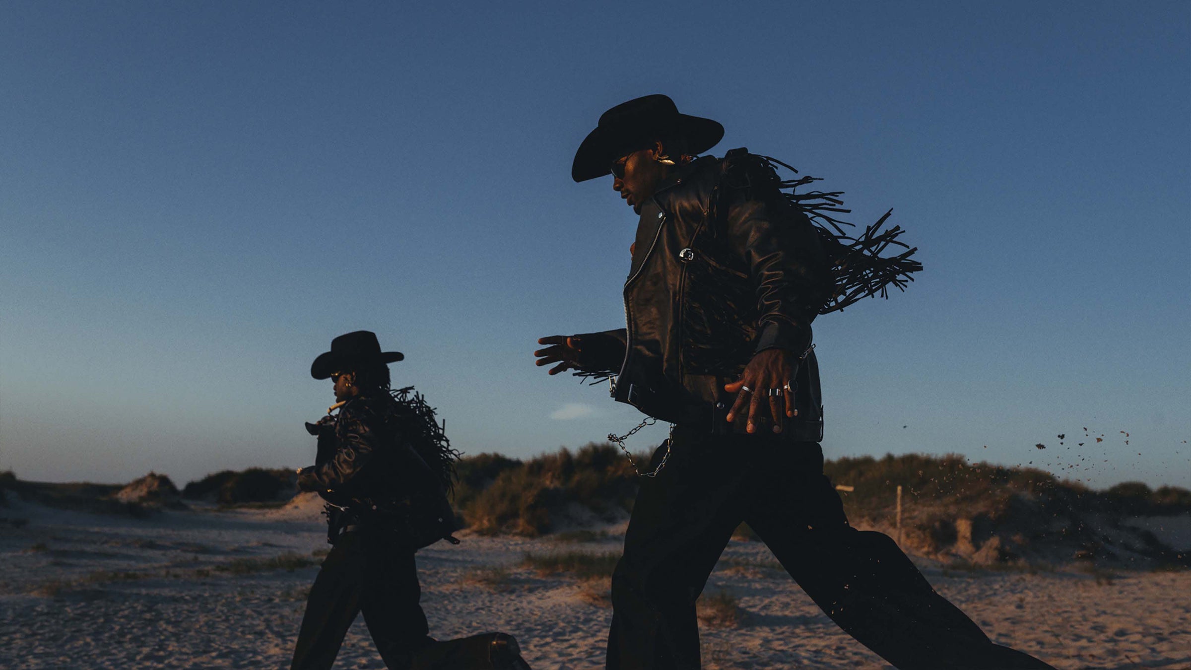 SoonNoon black cowboy hat style leather jacket Akikuma beach