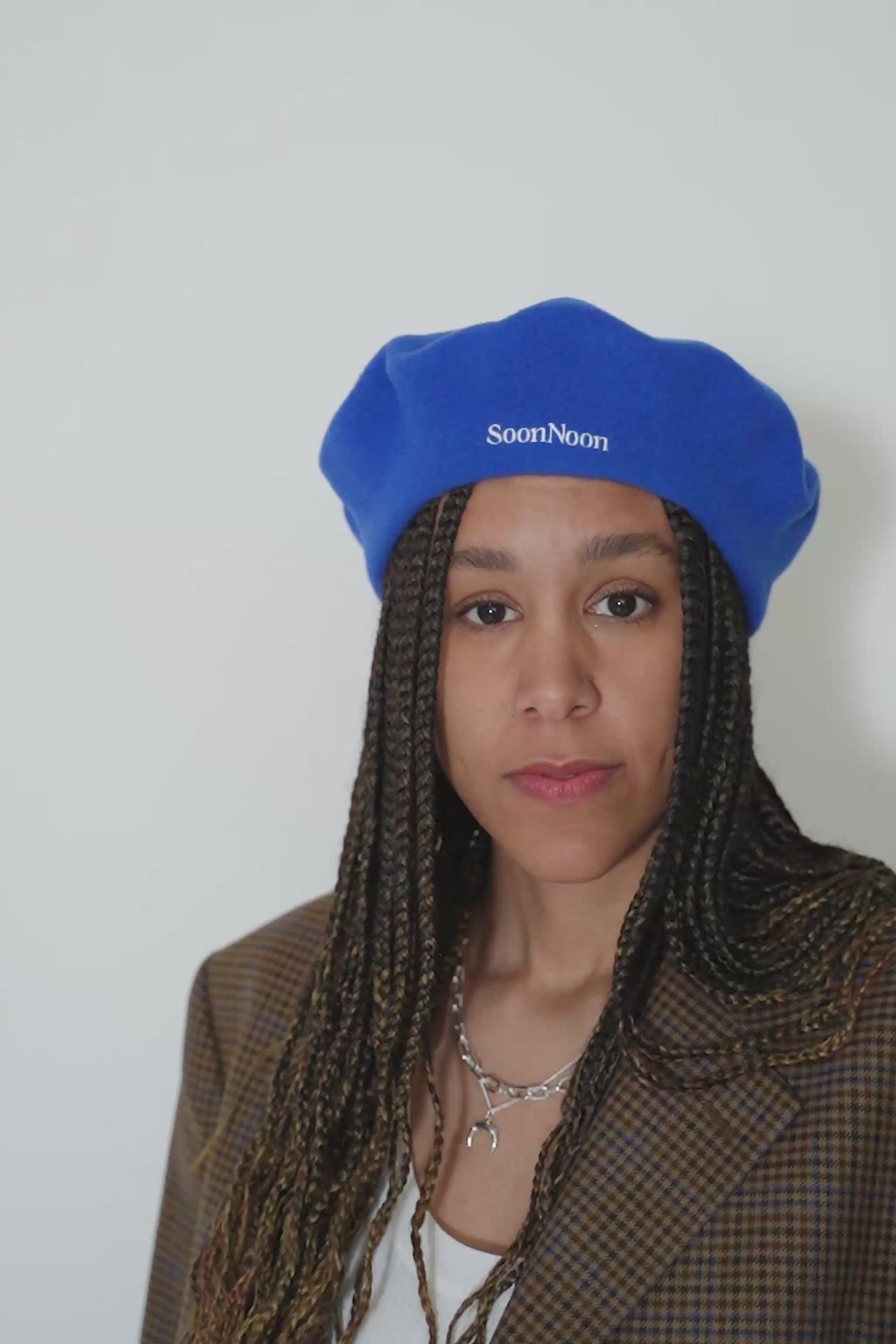 Blue wool beret hat from soonnoon hats in stockholm