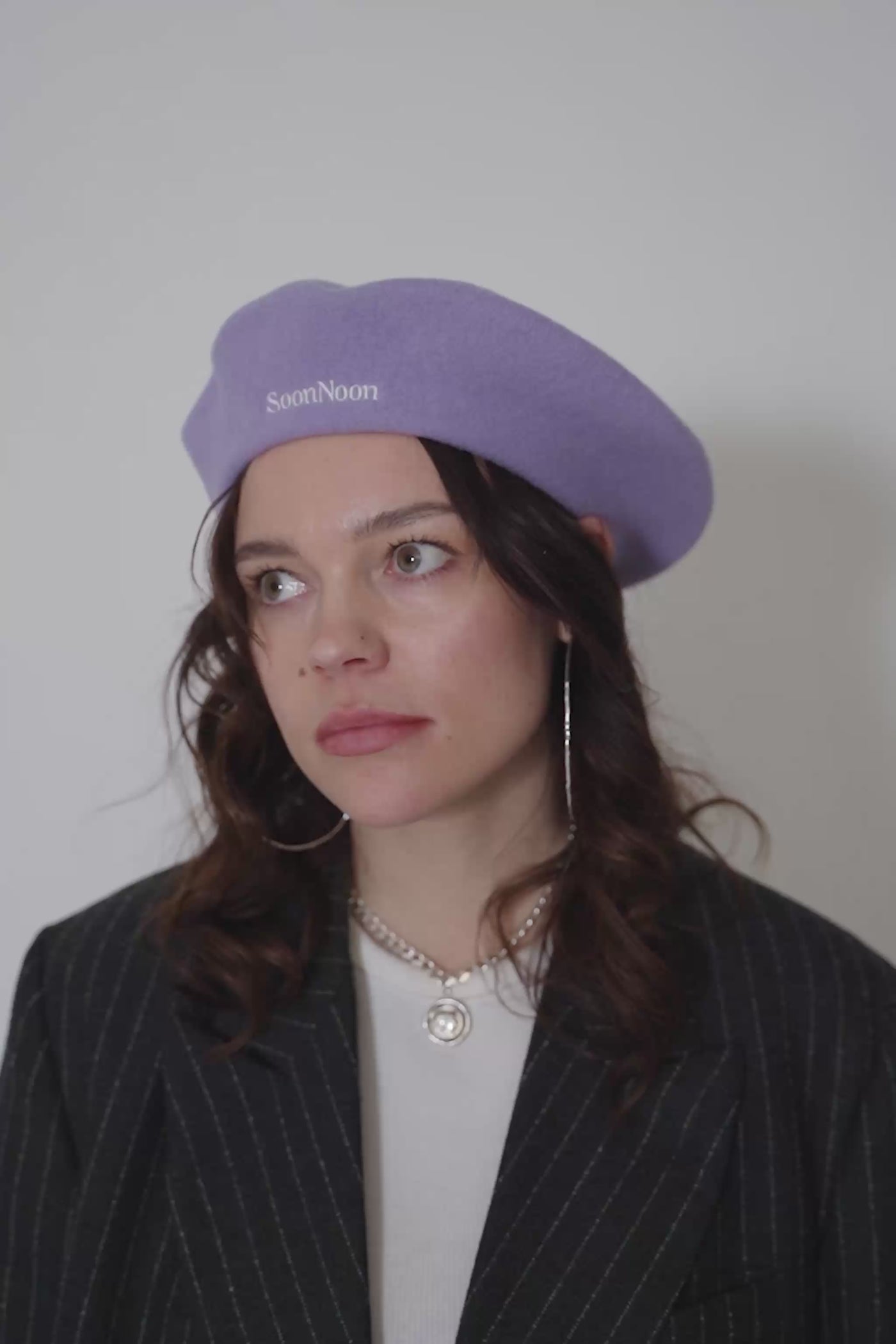 Lilac purple wool beret by SoonNoon in Stockholm