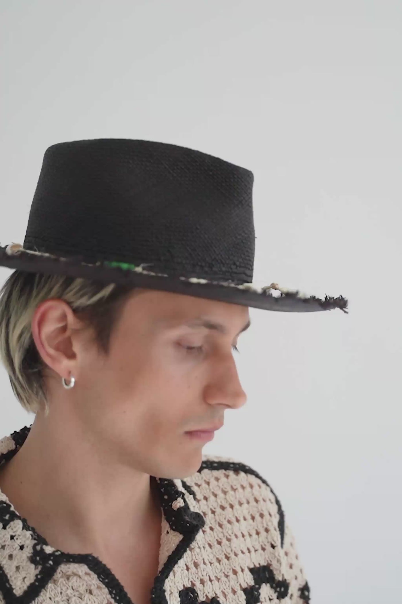 Black straw fedora hat handmade by SoonNoon Hats in Stockholm